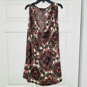 Ladies Bella Flore Sleeveless Draped Neck Tunic Paisley Size 2X